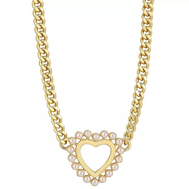 WINX 18k Gold Plated Freshwater Cultured Pearl Heart Necklace, Womens Gold Tone Product Image