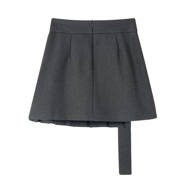 High Waist Plain Pleated Mini A-Line Skirt Product Image