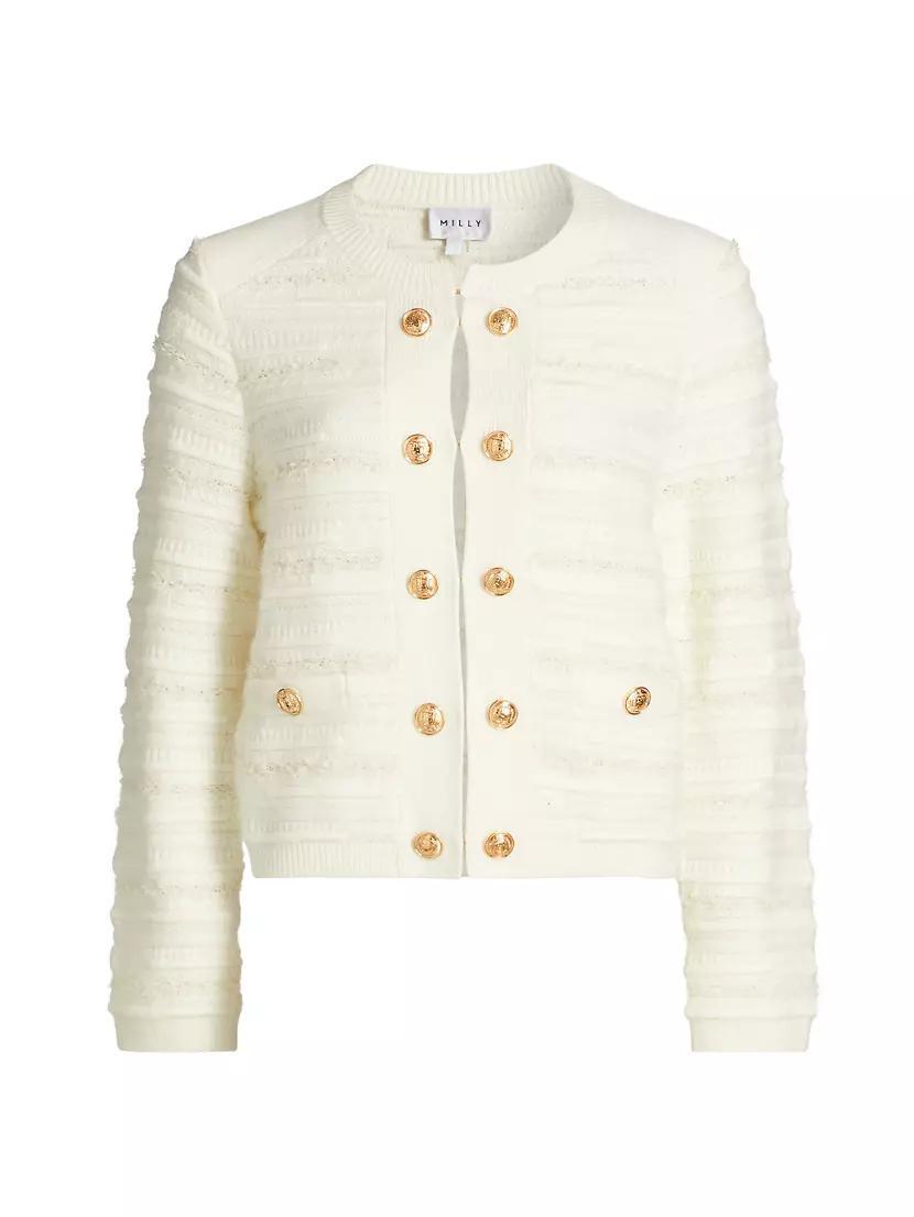 Milly Textured Stripe Knit Cardigan Jacket product image