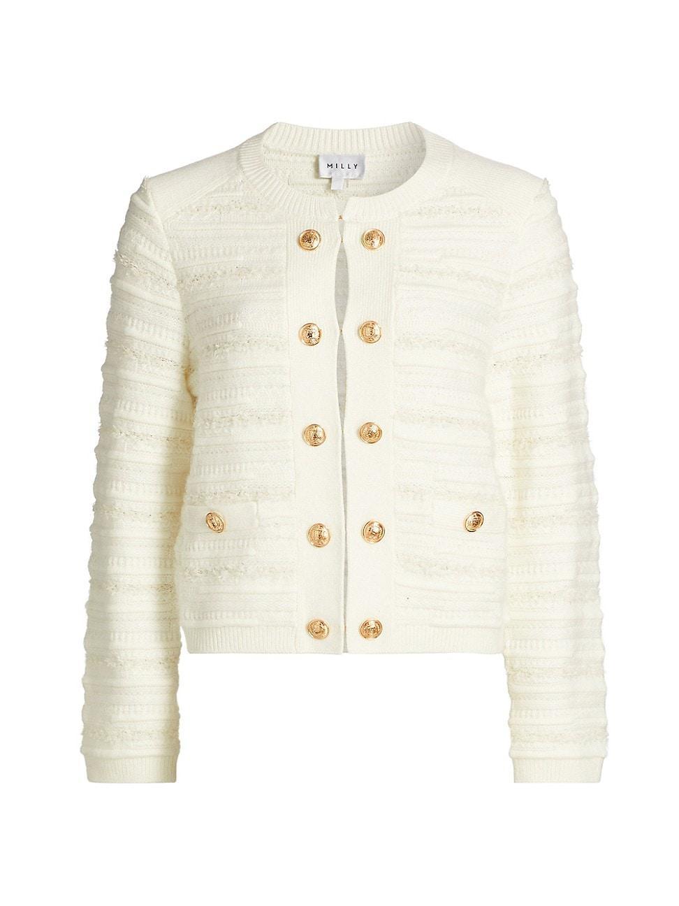 Womens Milly Textured Stripe Knit Cardigan Jacket Product Image