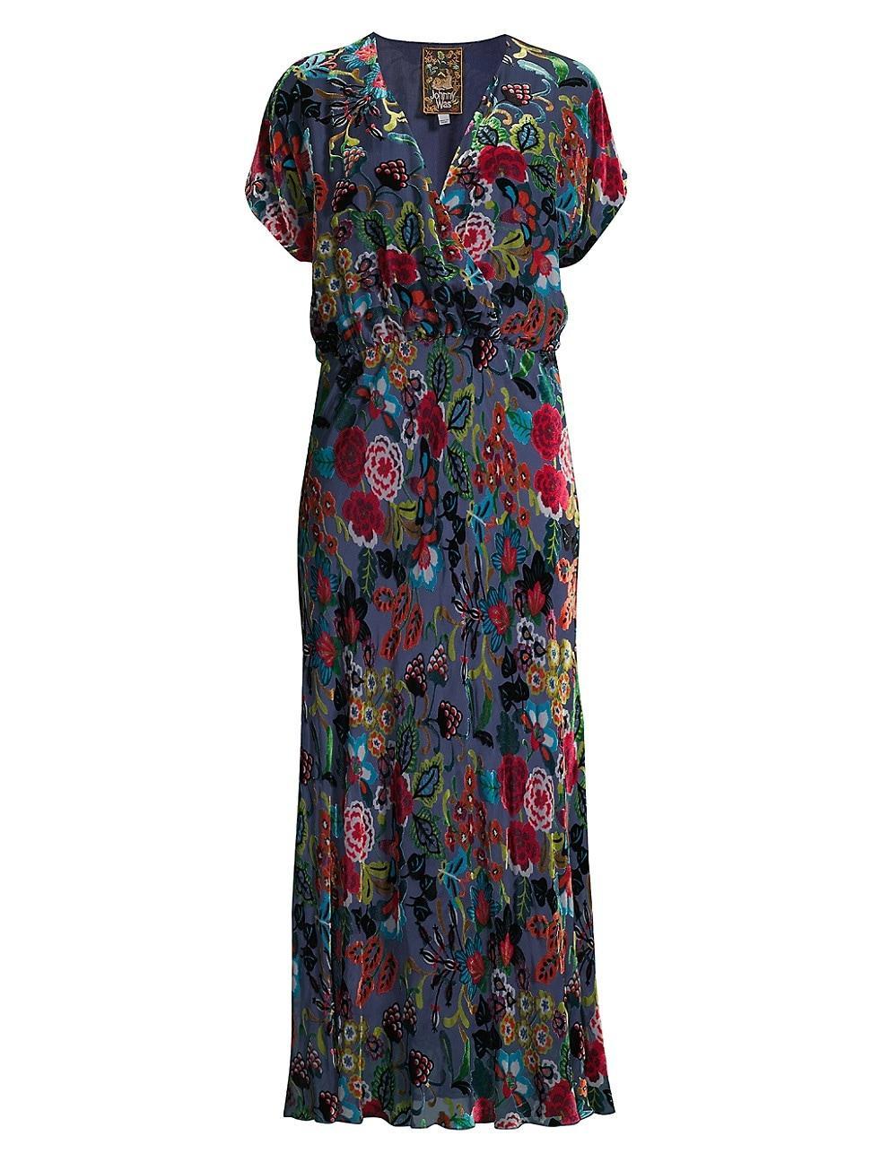 Womens Minto Velvet Burnout Floral Maxi Dress Product Image