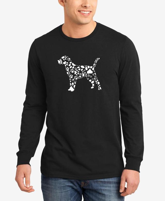 La Pop Art Men's Word Art Long Sleeve T-Shirt - Dog Paw Prints, Black, Large Product Image