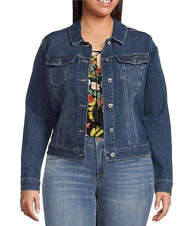 Jessica Simpson Plus Size Pixie Long Sleeve Classic Denim Jacket Product Image