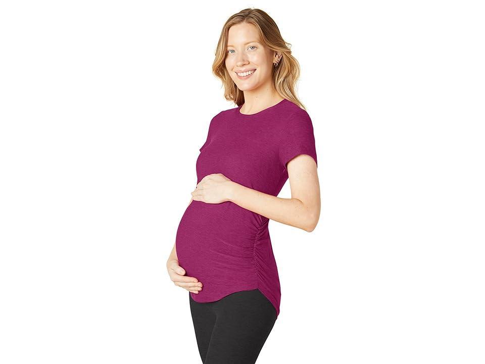 Beyond Yoga Featherweight One and Only Maternity Tee (Magenta Heather) Women's Clothing Product Image