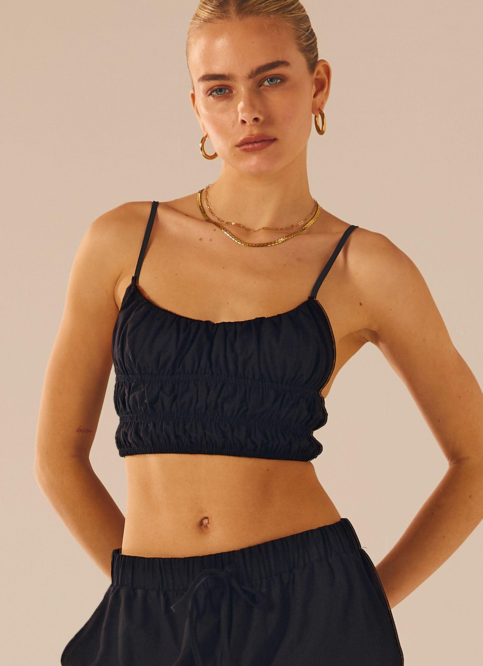 Beautiful Liar Linen Crop Top - Black product image