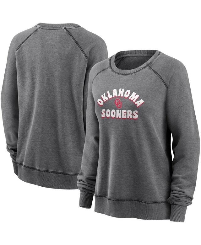 Womens Fanatics Heathered Charcoal Oklahoma Sooners Retro Raglan Pullover Sweatshirt Product Image