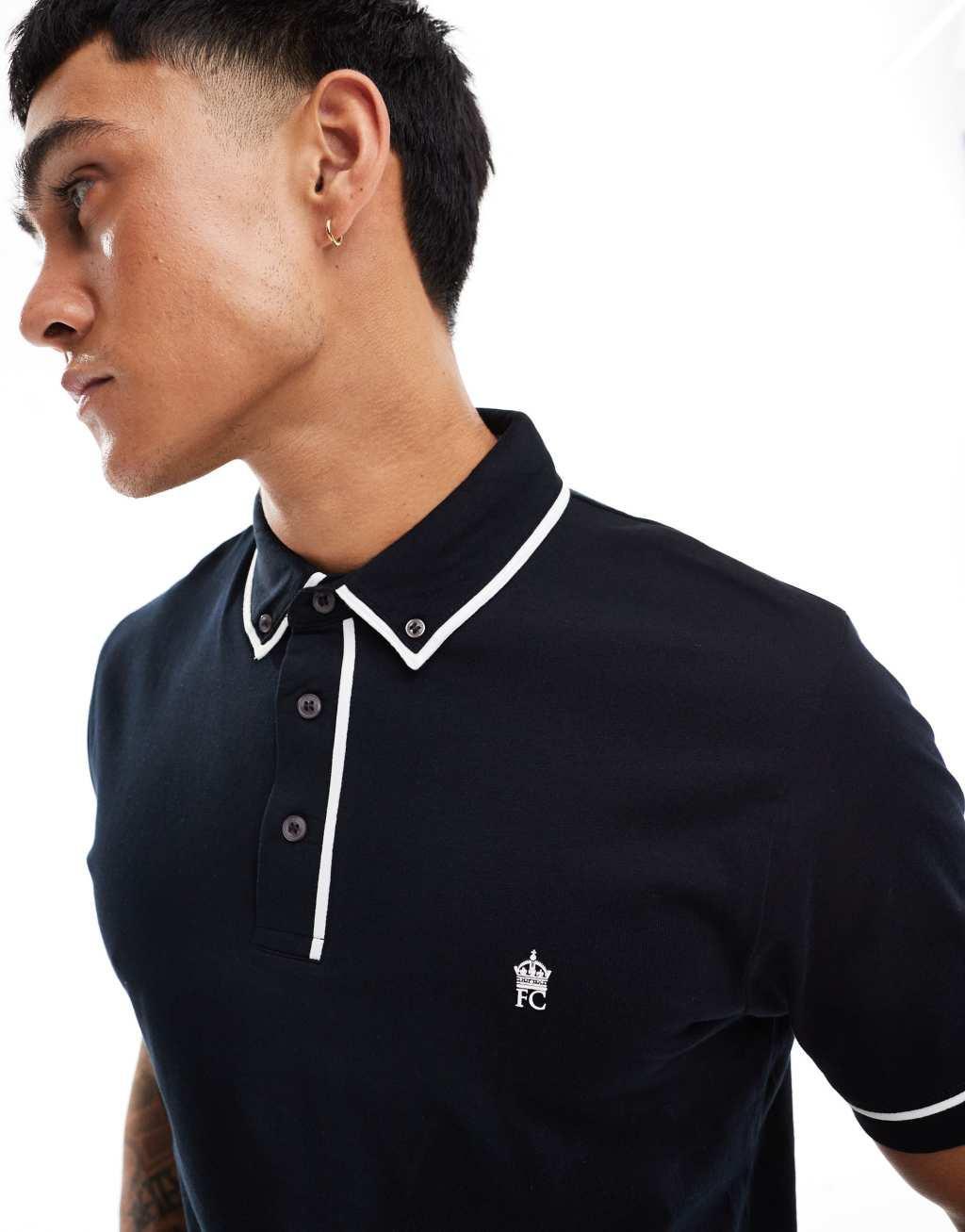 French Connection piping polo in gray Product Image