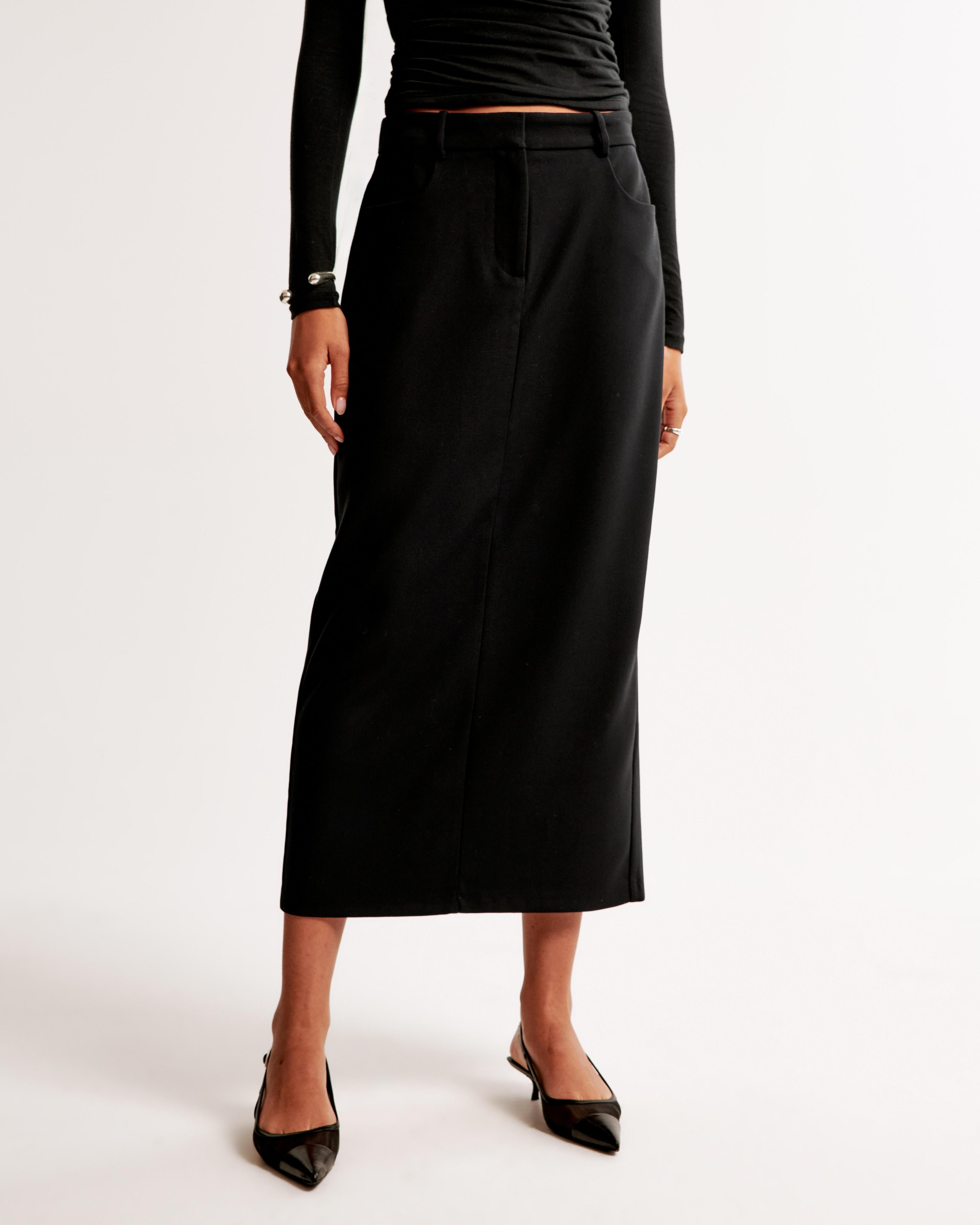 Mid Rise Tailored Maxi Skirt Product Image