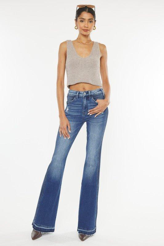 Dark Wash High Rise Flare Jeans Product Image