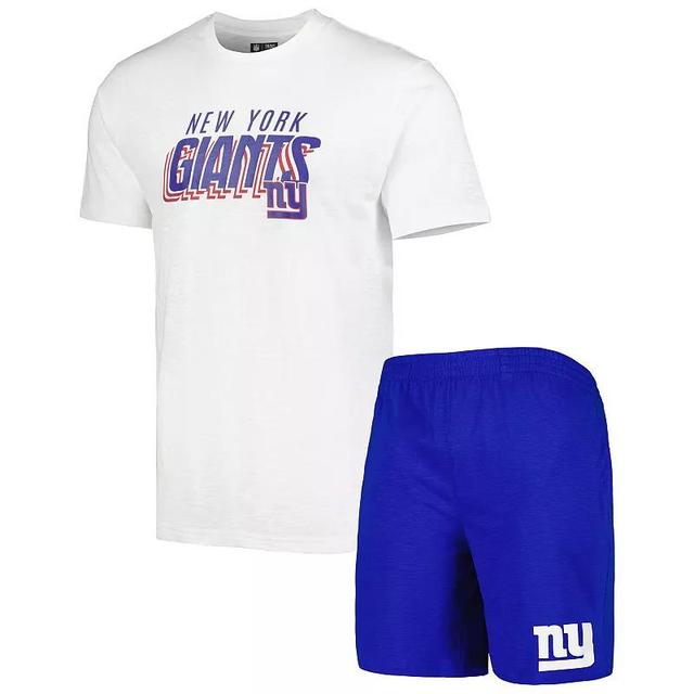 Mens Concepts Sport Royal/White New York Giants Downfield T-Shirt & Shorts Sleep Set Product Image