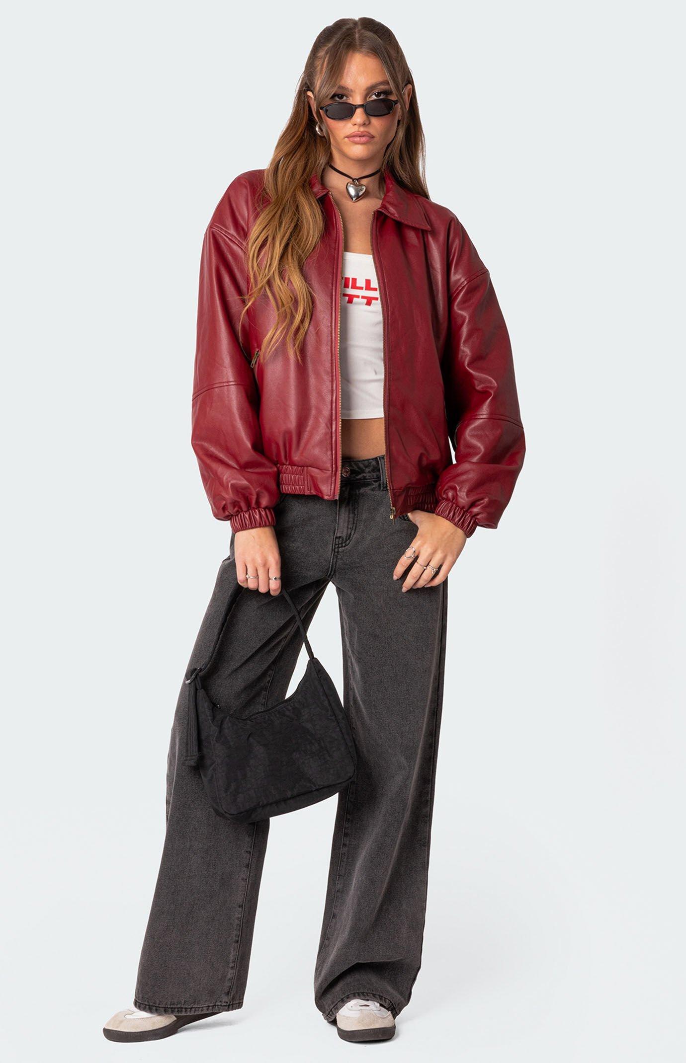 Edikted Women's Halley Faux Leather Bomber Jacket Product Image