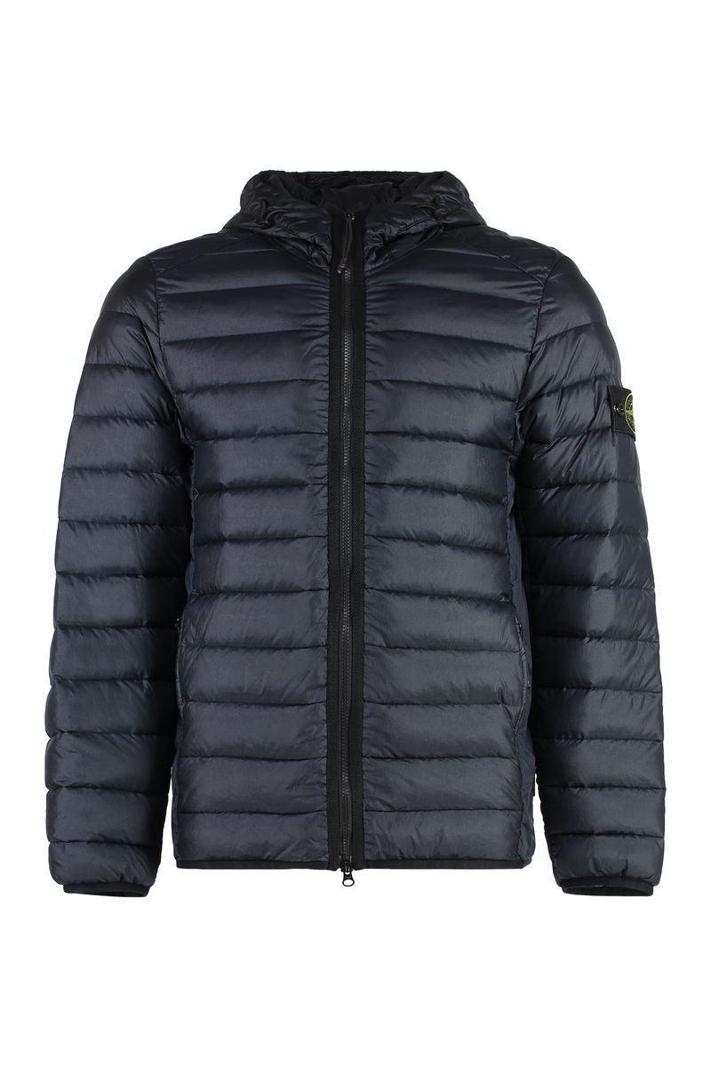 STONE ISLAND Quilted Down Jacket With Hood Navy Men In Blue Product Image