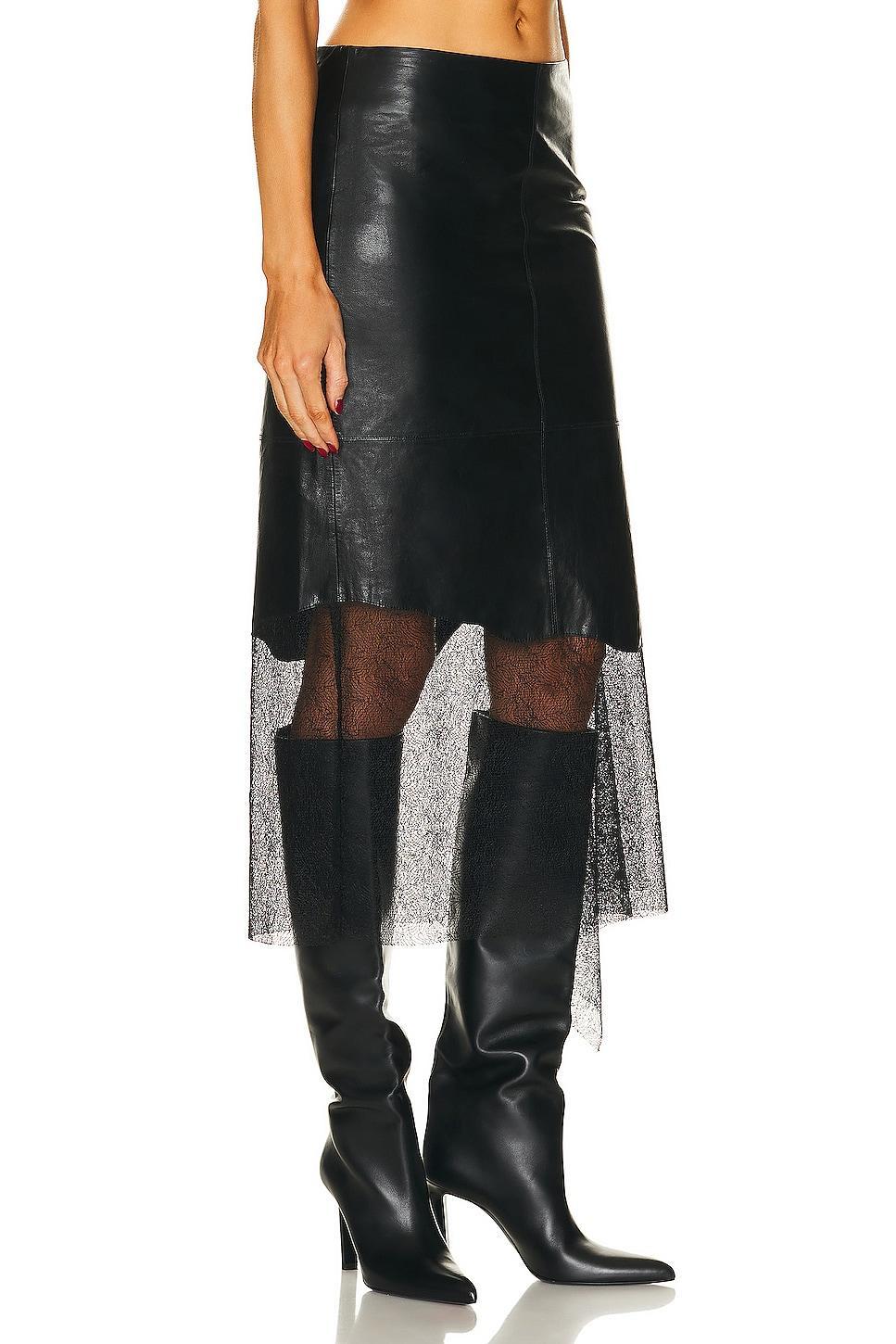 Womens Leather Lace Midi-Skirt Product Image