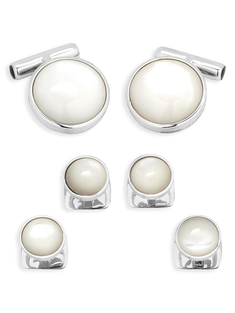 Mens Ox & Bull Trading Co. 6-Piece Sterling Silver & Mother-Of-Pearl Cufflinks & Studs Set Product Image