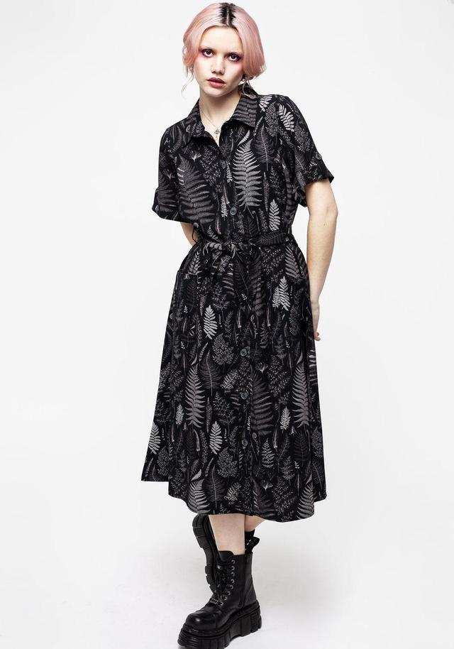 Maidenhair Midi Short Sleeve Shirt Dress Product Image