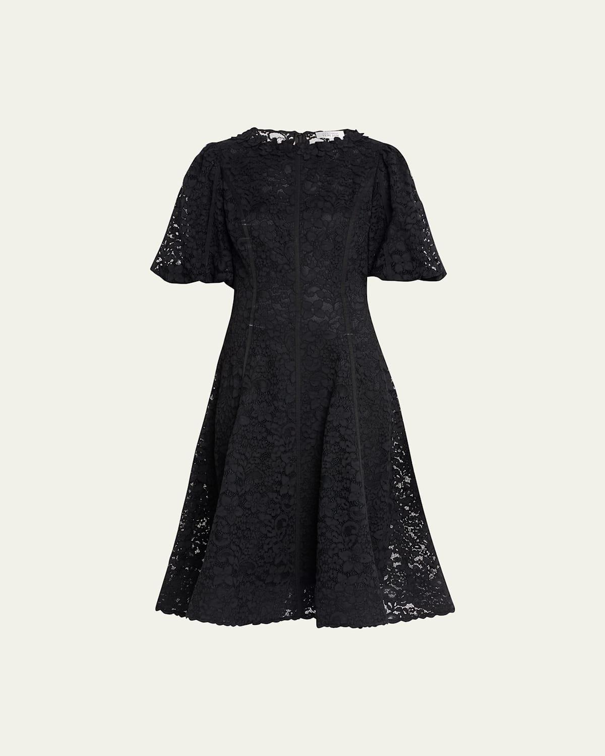 Womens Balloon-Sleeve Floral Lace Cocktail Dress Product Image