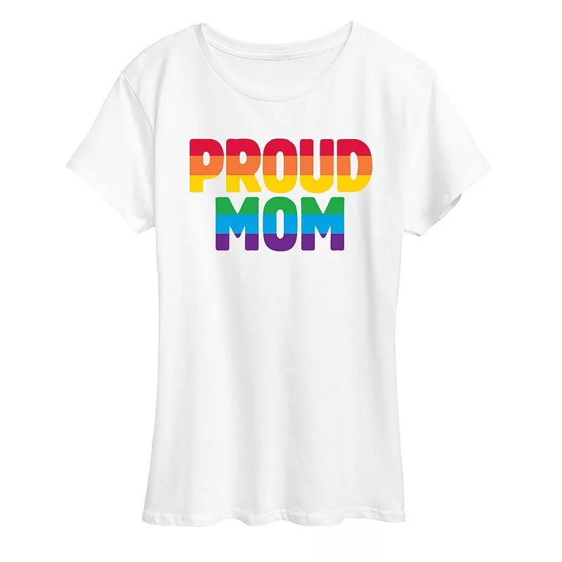 Instant Message Womens Womens Tee Shirts WHITE - White & Rainbow Proud Mom Graphic Tee - Women & Plus Product Image