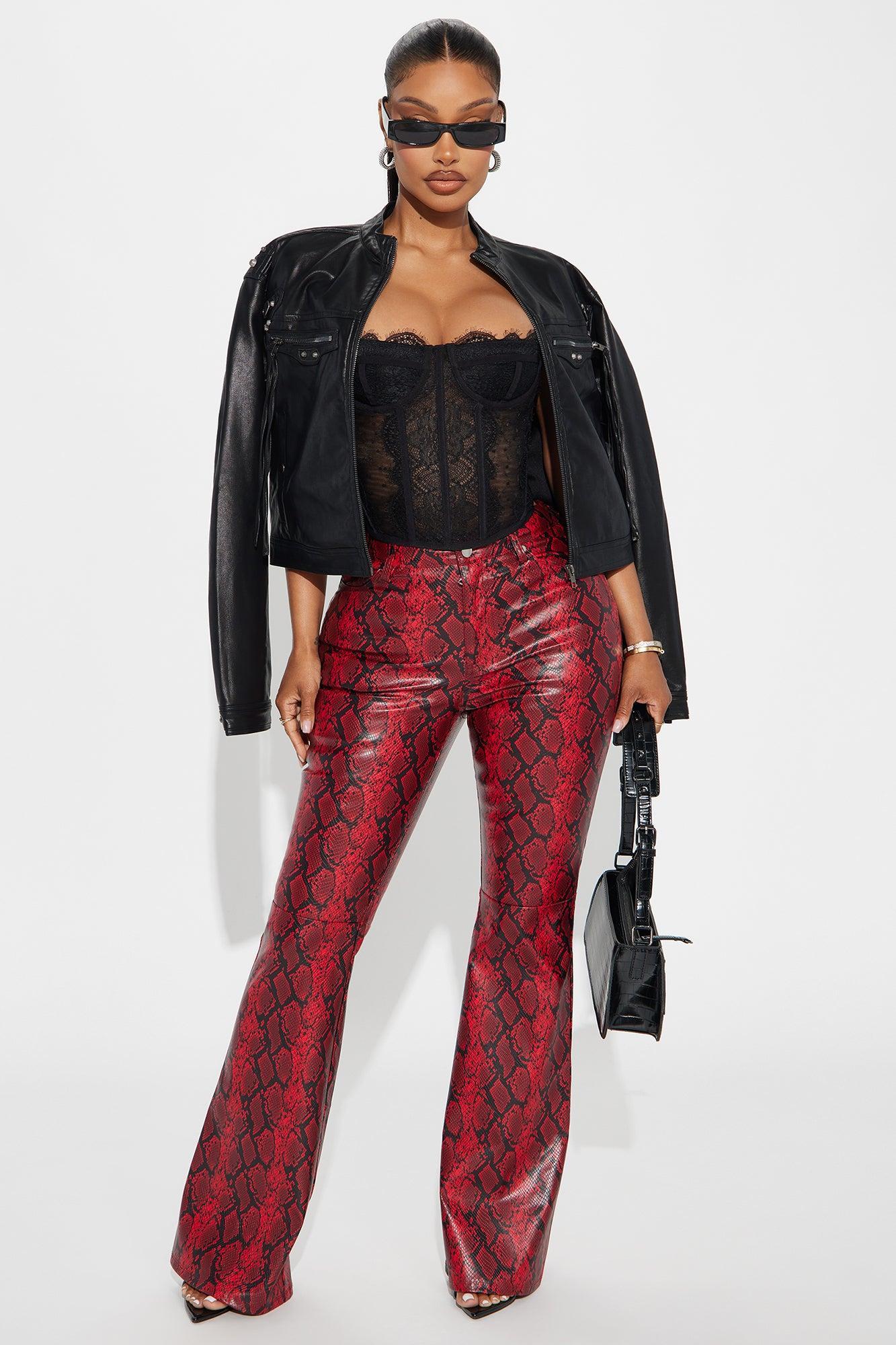 Better Than Ever Faux Leather Flare Pant - Red Product Image