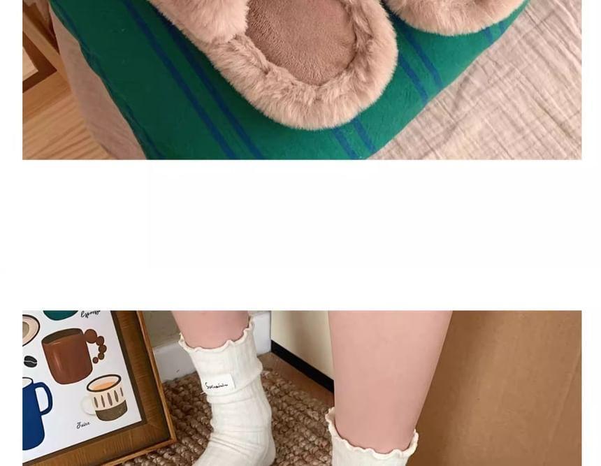 Bear Applique Fluffy Slippers Product Image