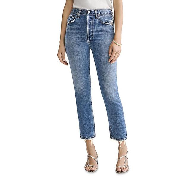 Womens Riley Mid-Rise Straight-Leg Ankle Jeans Product Image