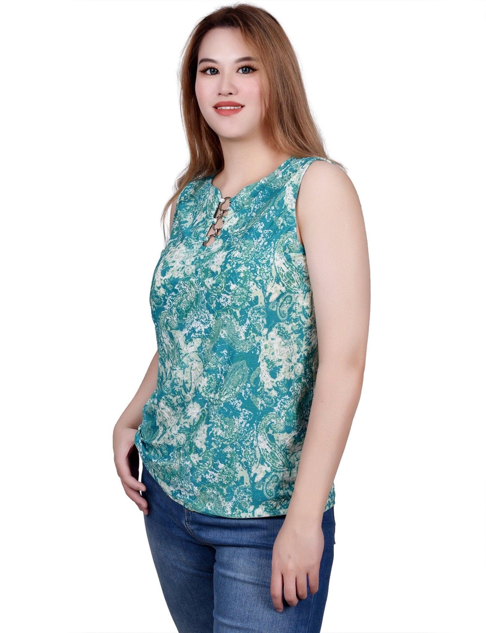 Sleeveless Jacquard Knit Ringed Top Product Image