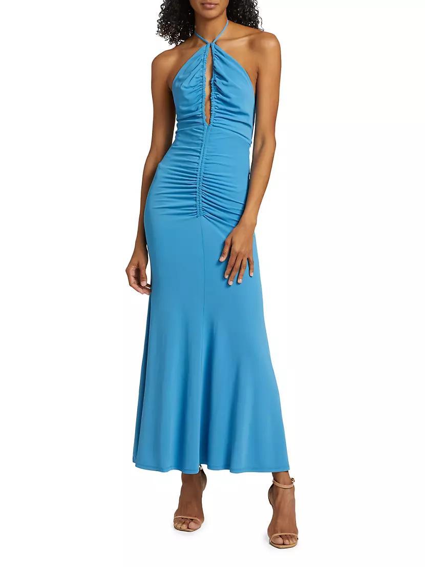 Idris Ruched Halterneck Dress Product Image