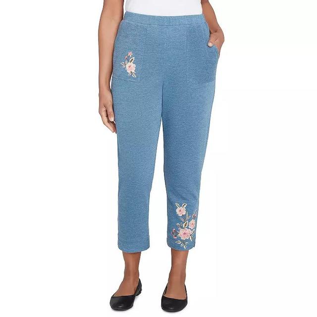 Alfred Dunner Casual Fridays Womens Casual Floral Embroidered Ankle Pant Product Image