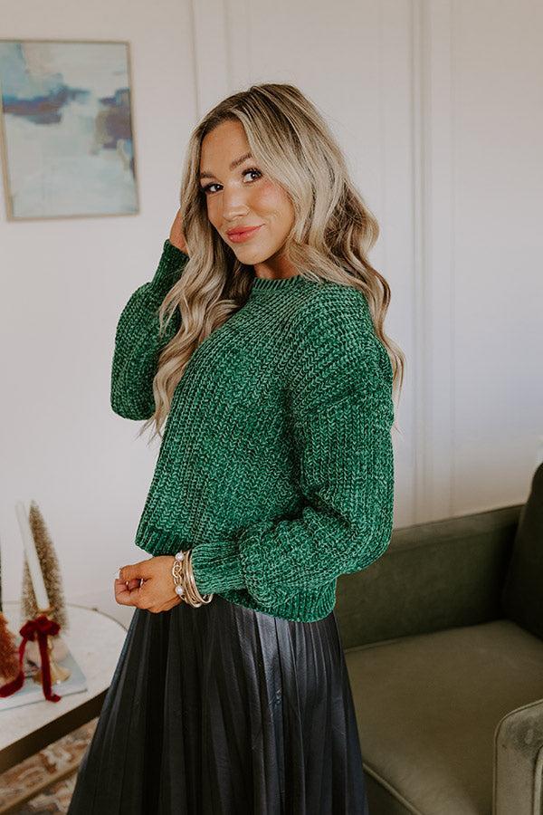 Fall Sentiments Chenille Sweater In Green Product Image