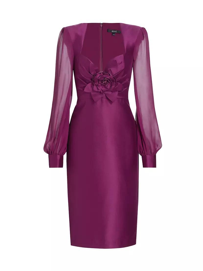 Rose Satin Twill & Georgette Dress Product Image