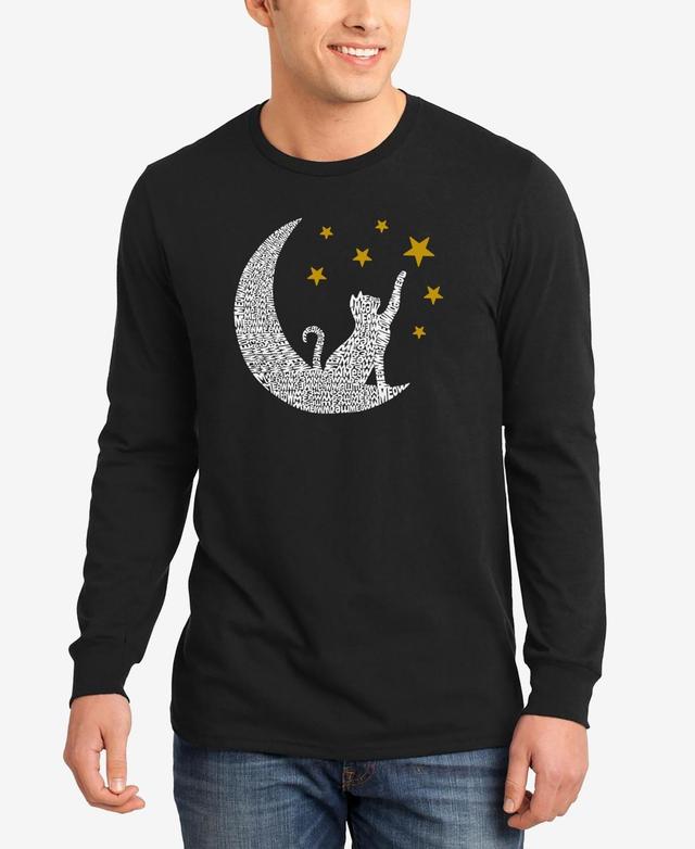 La Pop Art Cat Moon - Mens Word Art Long Sleeve T-Shirt Product Image