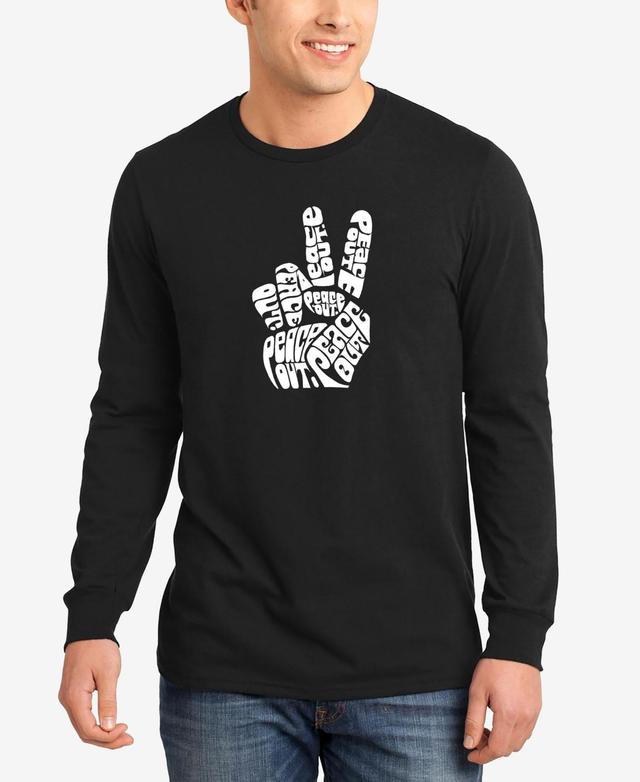 Mens Word Art Long Sleeve Peace Out T-shirt Product Image