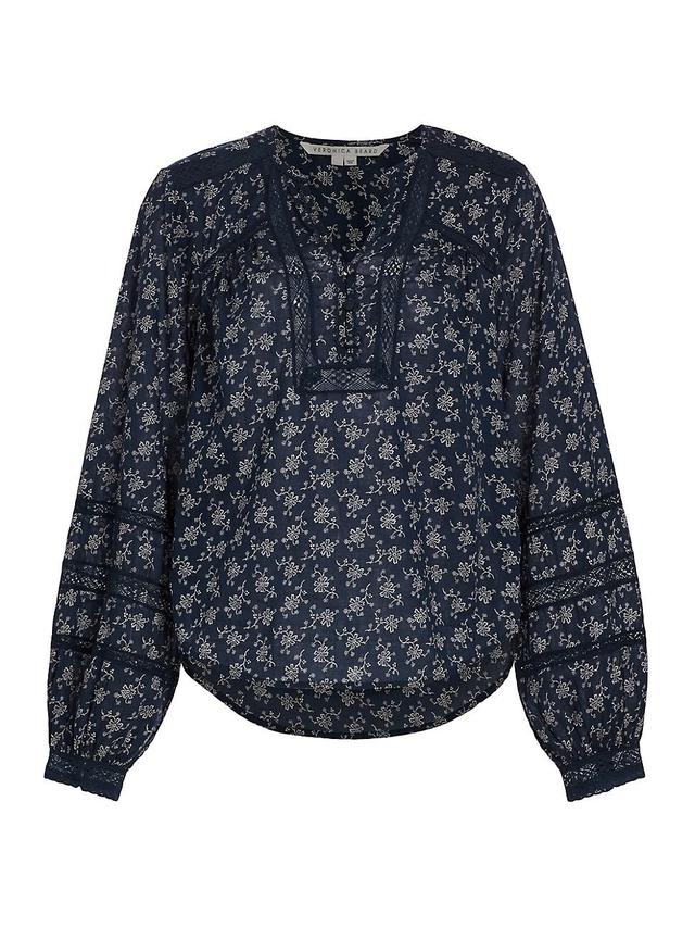 Veronica Beard Kent Print Lace Blouse Product Image