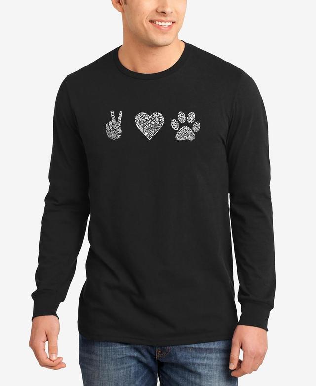 La Pop Art Mens Peace Love Dogs Word Art Long Sleeves T-shirt Product Image