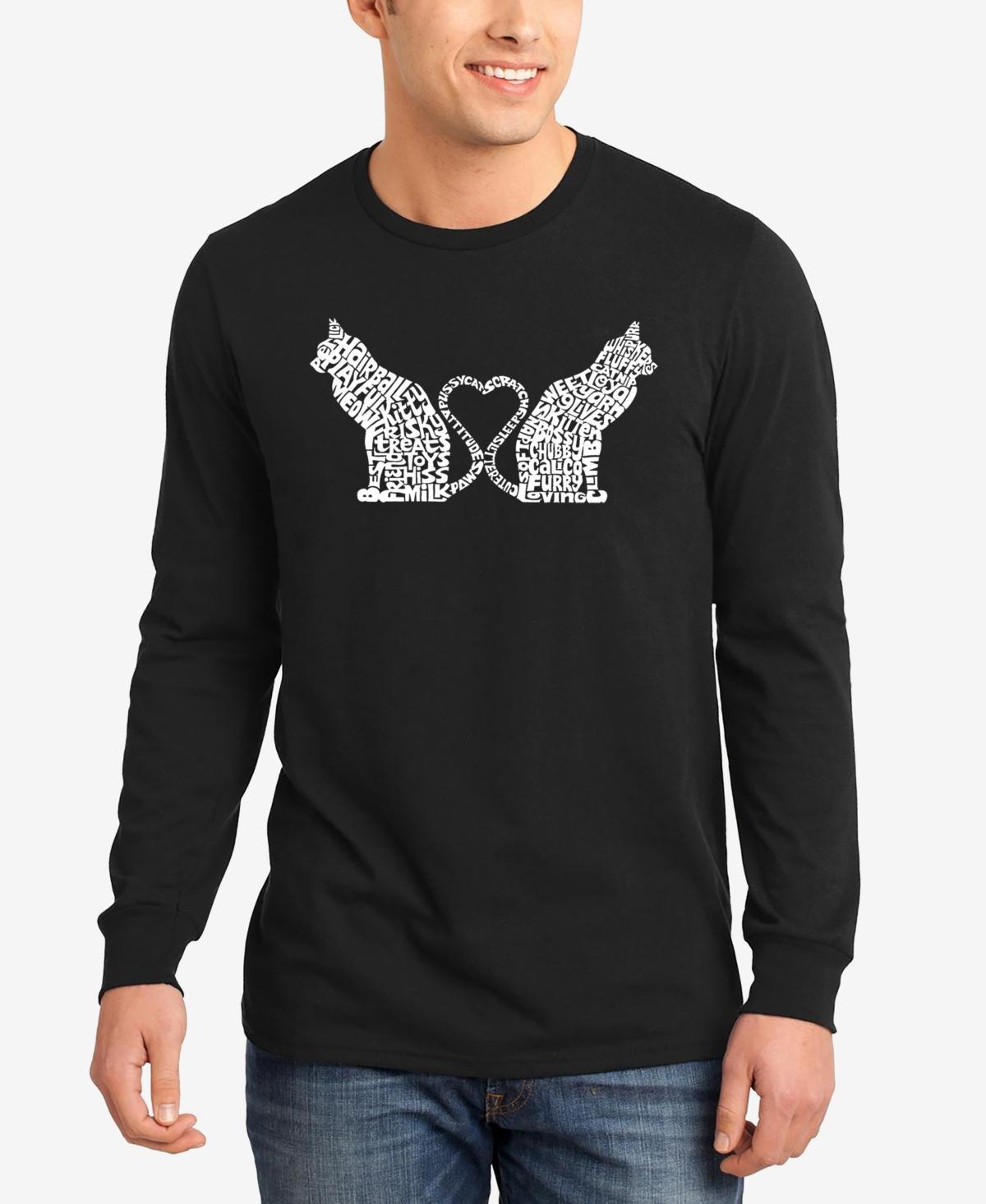 La Pop Art Cat Tail Hearts - Mens Word Art Long Sleeve T-Shirt Product Image