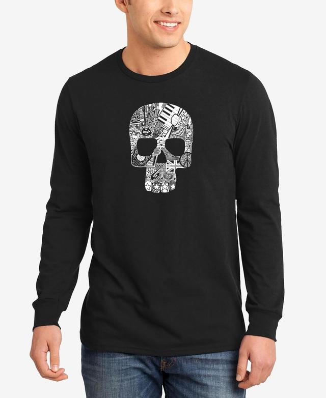 La Pop Art Mens Rock N Roll Skull Word Art Long Sleeve T-shirt Product Image