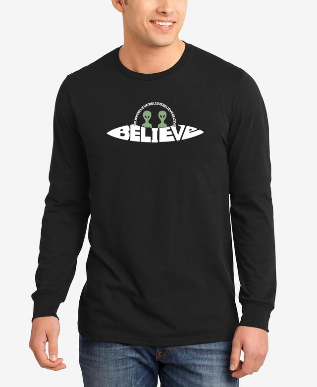 La Pop Art Mens Believe Ufo Word Art Long Sleeve T-shirt Product Image