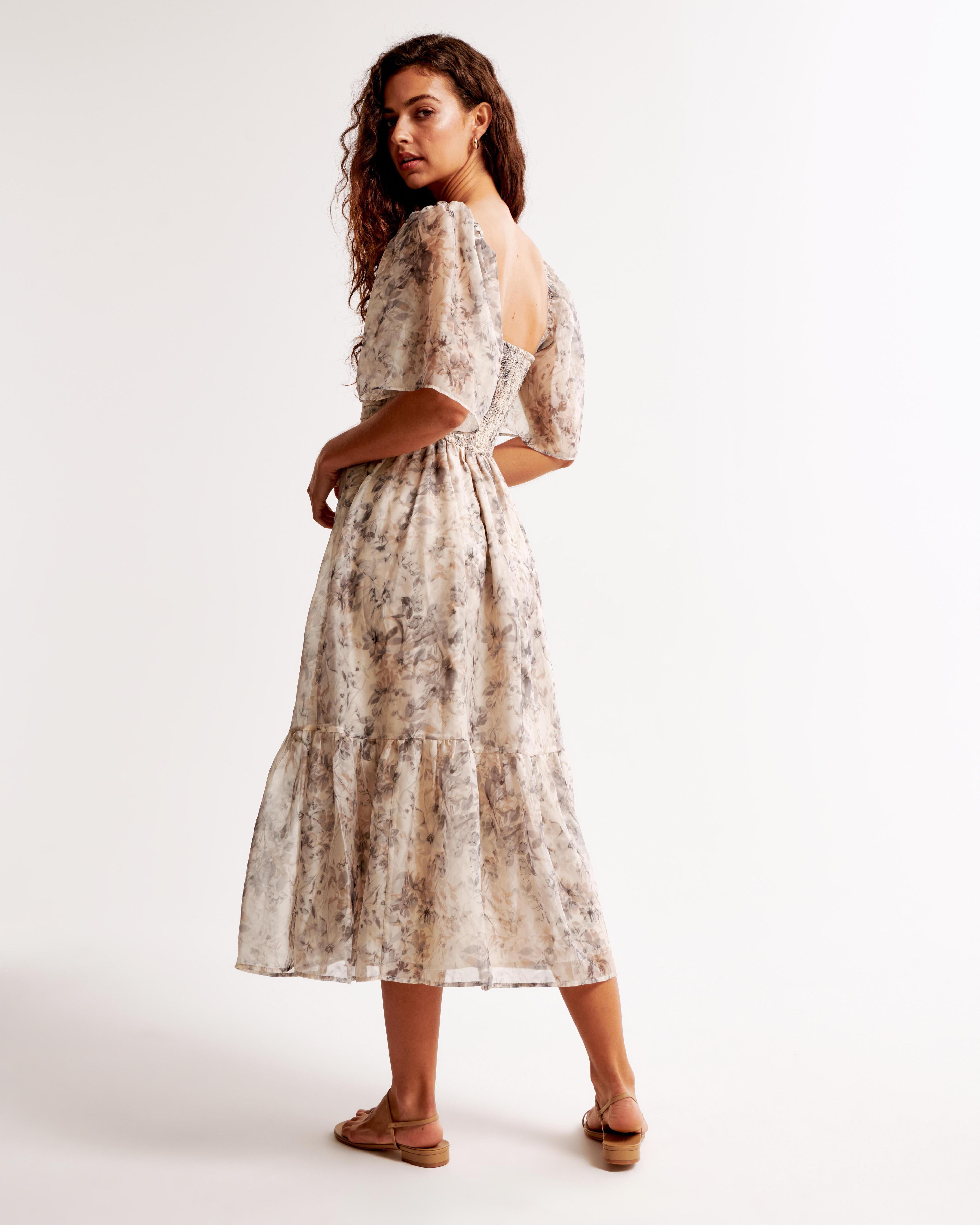 The A&F Emerson Angel Sleeve Midi Dress Product Image