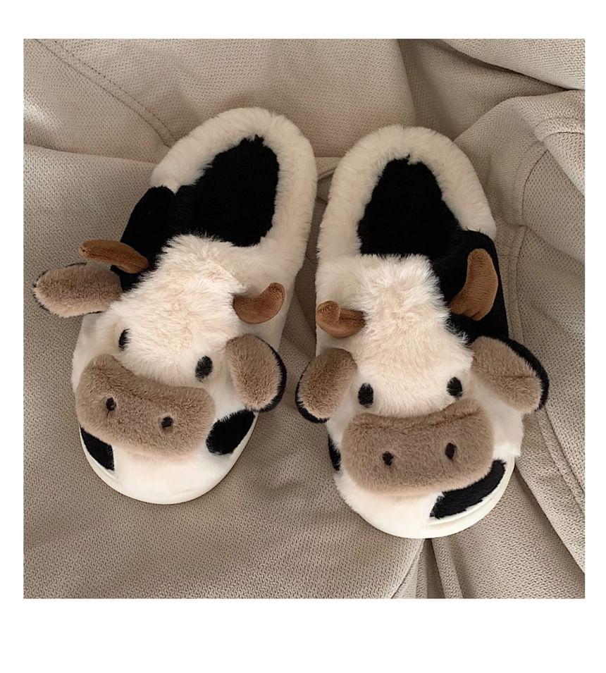 Cow Fleece Slippers Product Image