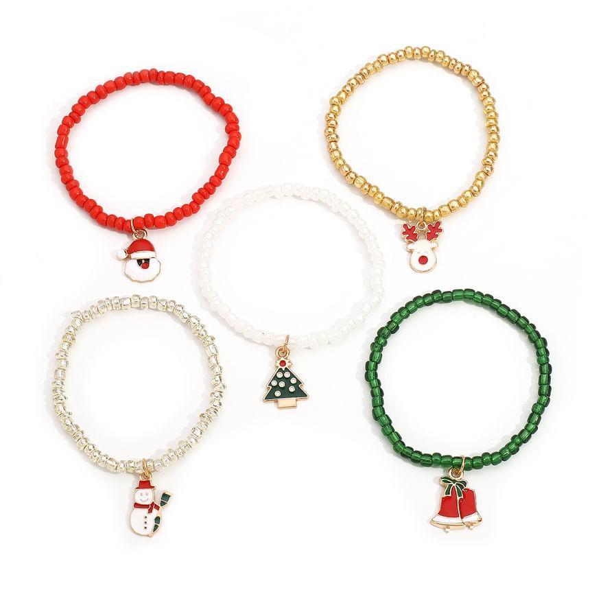 Set of 5: Christmas Beaded Bracelet Product Image