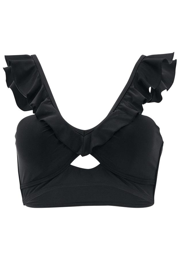 Ruffle Longline Bikini Top - Black Beauty Product Image