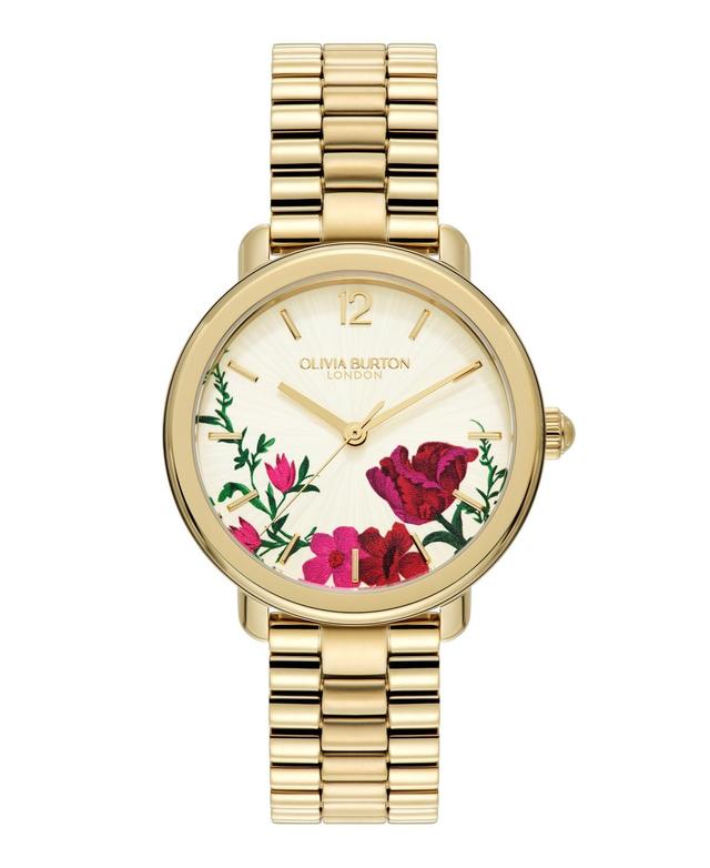 Olivia Burton Womens Vintage Floral Gold-Tone Stainless Steel Bracelet Watch 36mm - Gold Product Image