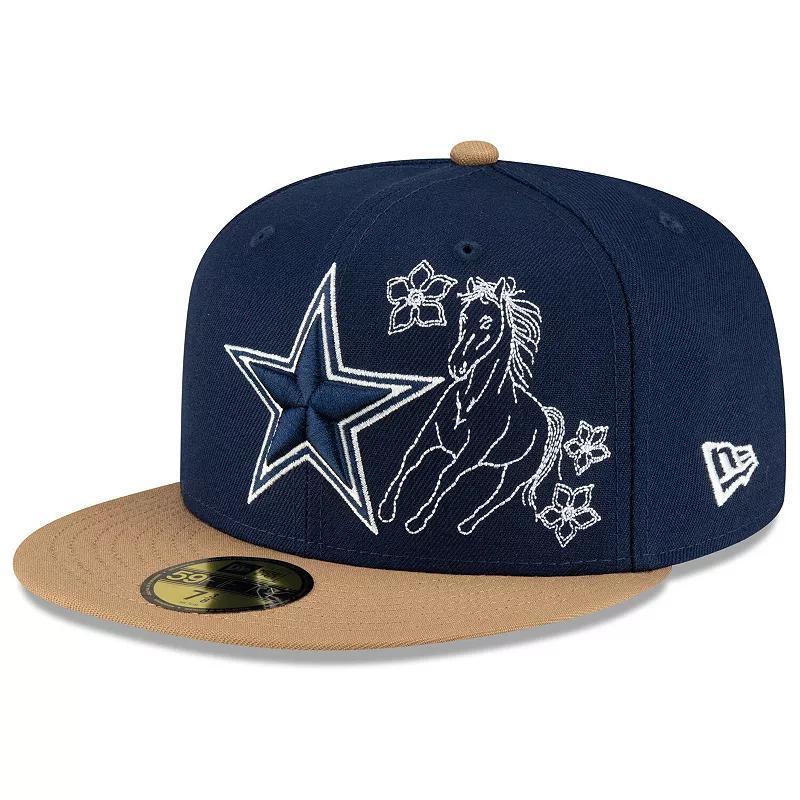 New Era Mens Navy Dallas Cowboys Western 59FIFTY Fitted Hat - Navy, Tan Product Image