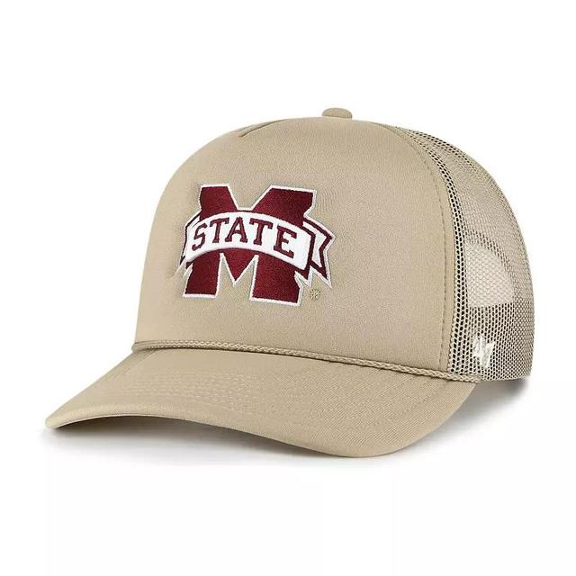 Mens 47 Khaki Mississippi State Bulldogs Foam Front Mesh Trucker Snapback Hat Product Image