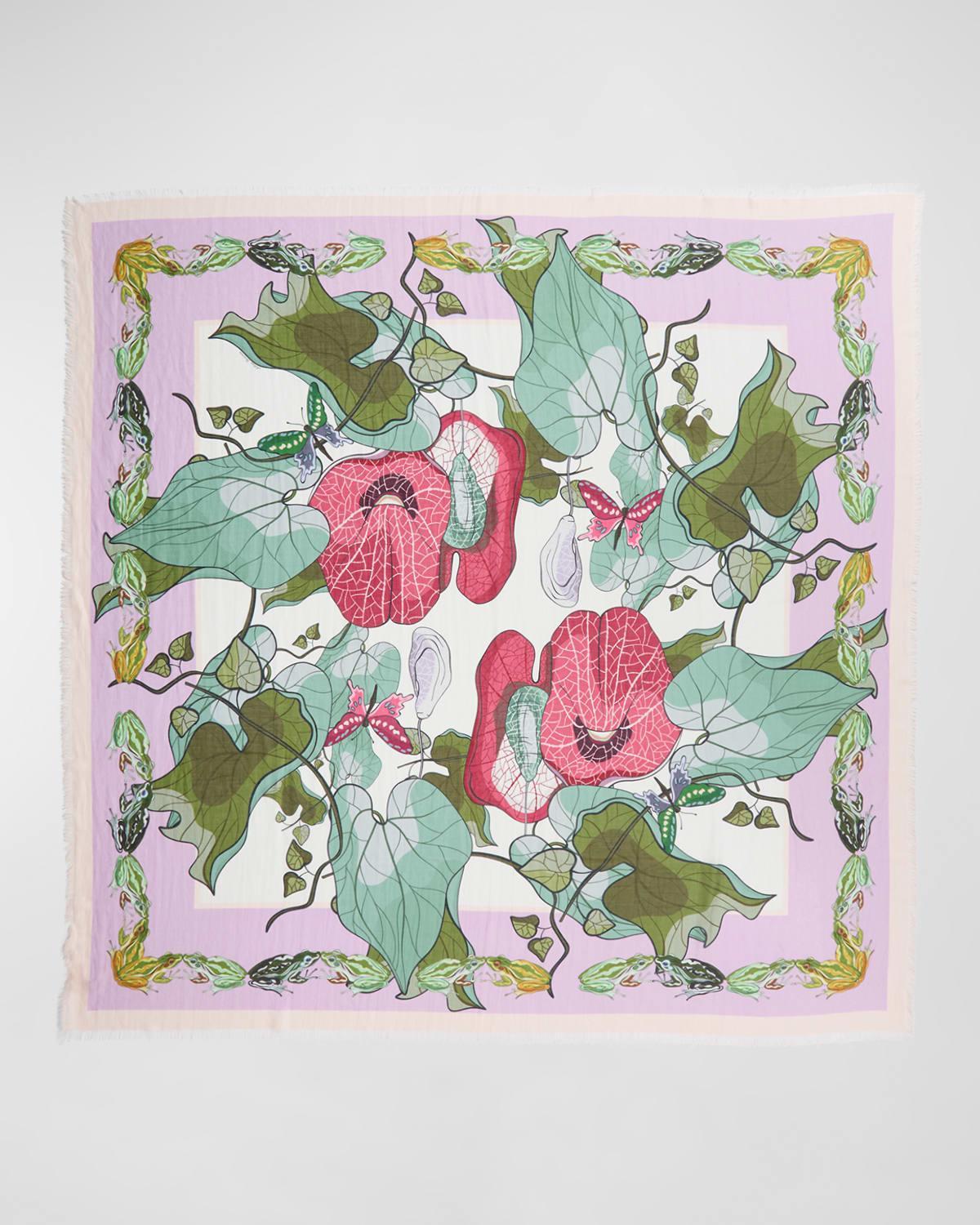 Printed Cotton-Silk Square Scarf  product image