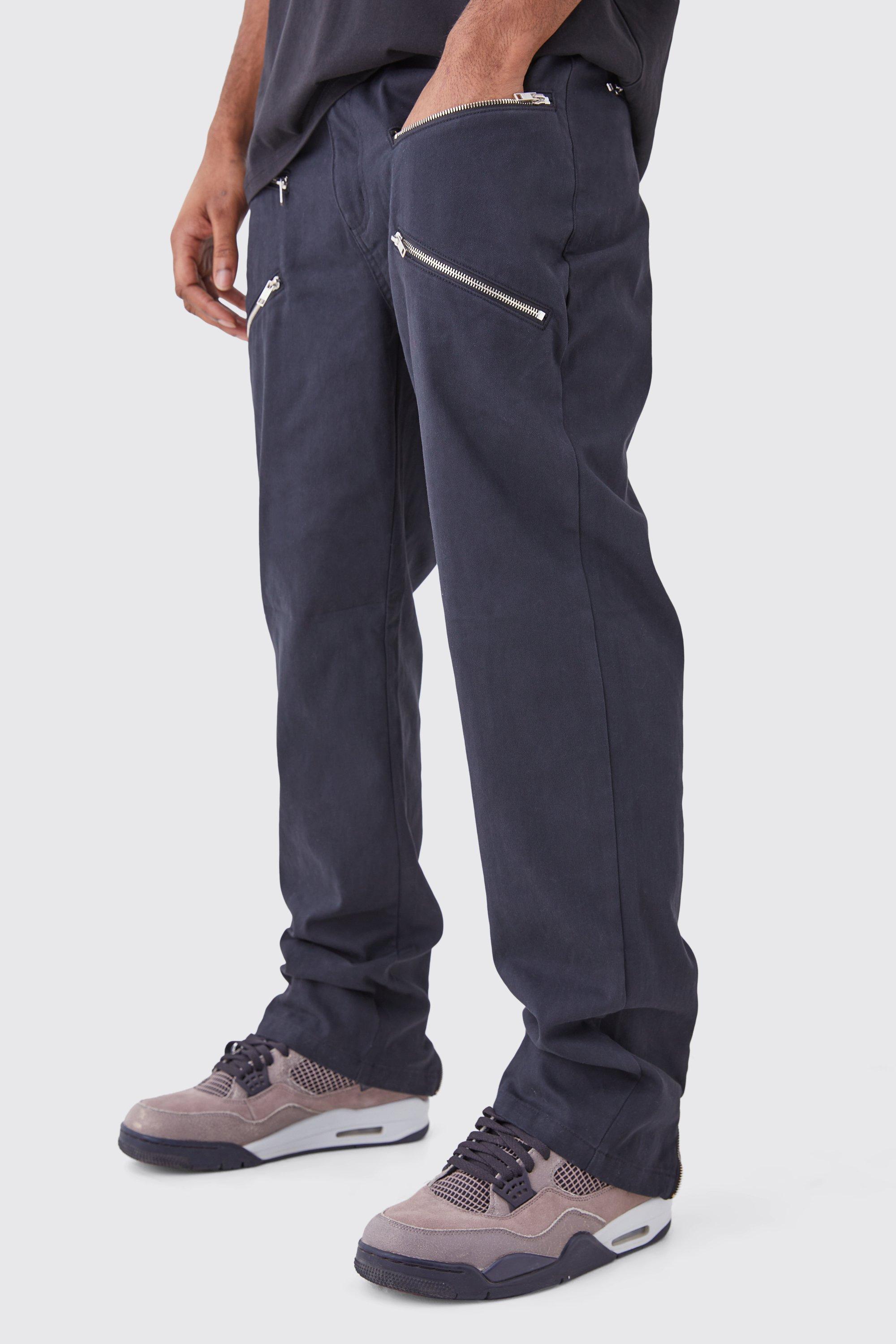 Tall Fixed Waist Straight Leg Twill Zip Gusset Trouser | boohooMAN USA Product Image