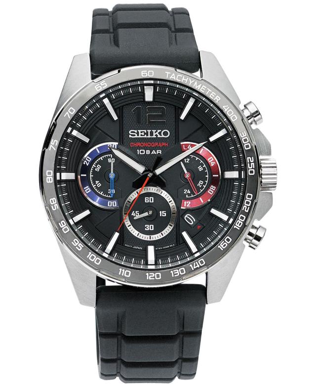 Seiko Mens Essentials Chronograph Black Silicone Strap Watch 43.9mm - Black Product Image