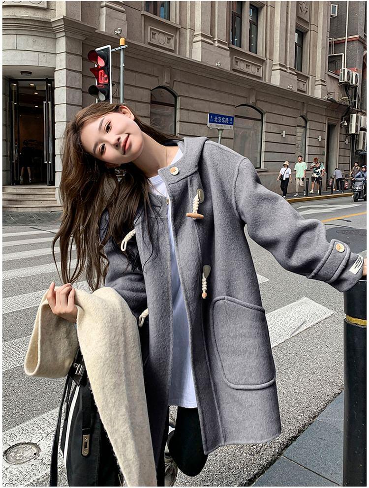 Plain Hooded Toggle Coat Product Image