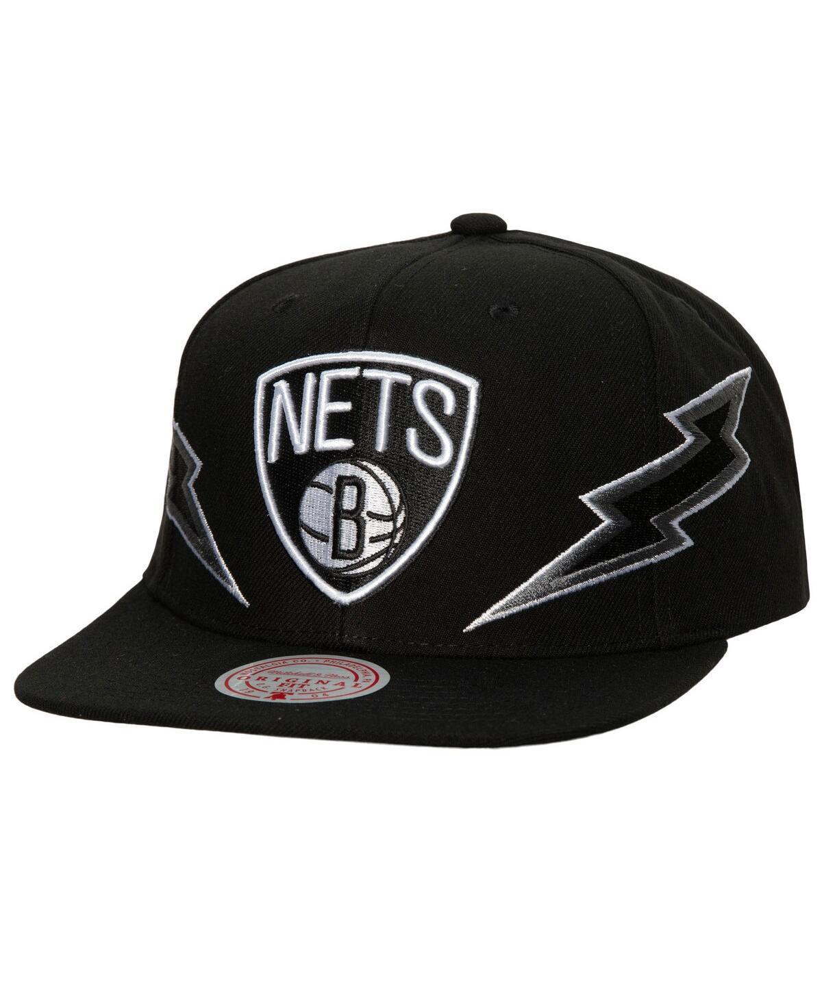 Mens Mitchell & Ness Black Brooklyn Nets Hardwood Classics Soul Double Trouble Lightning Snapback Hat Product Image