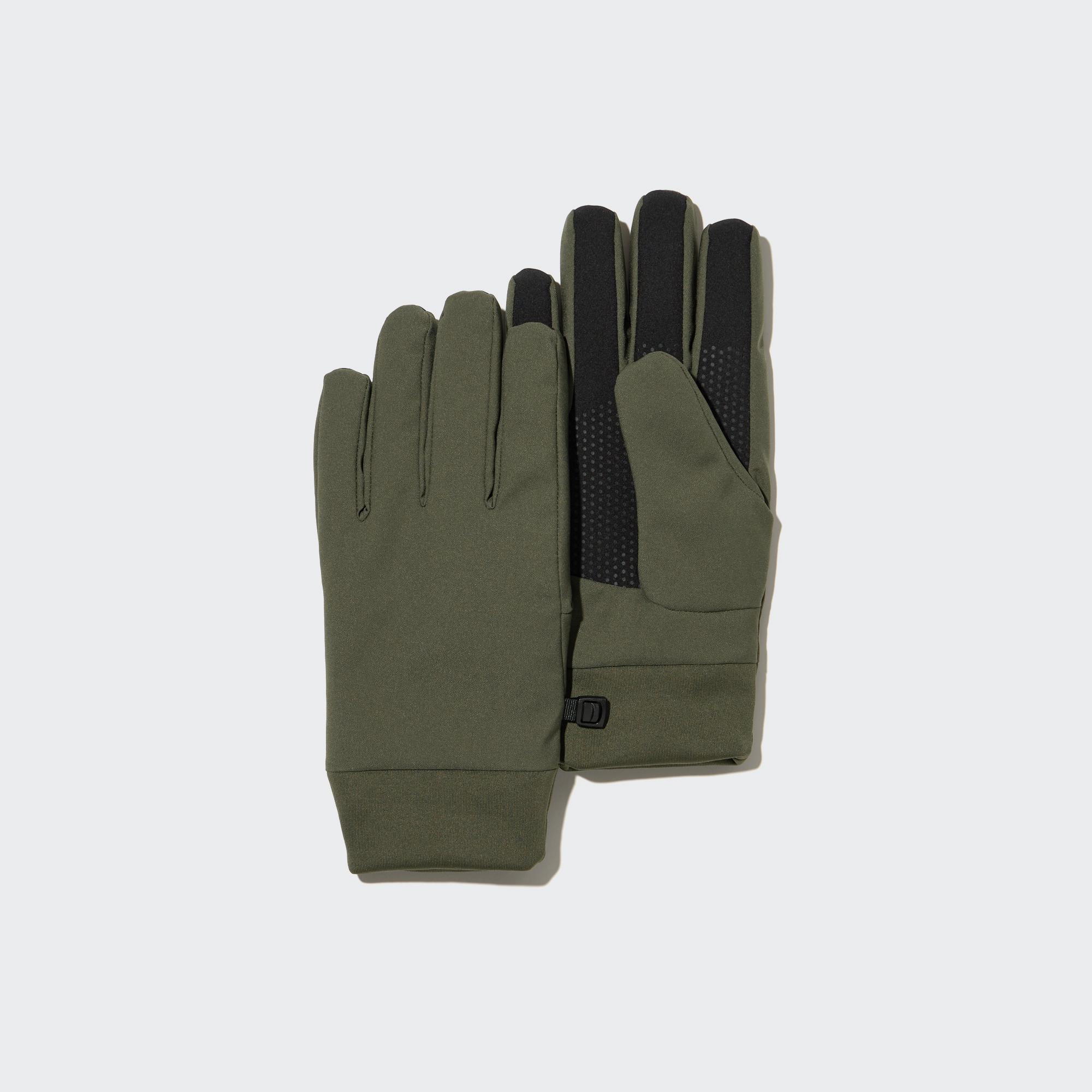 Heattech Lined Function Gloves Olive Large UNIQLO US Product Image