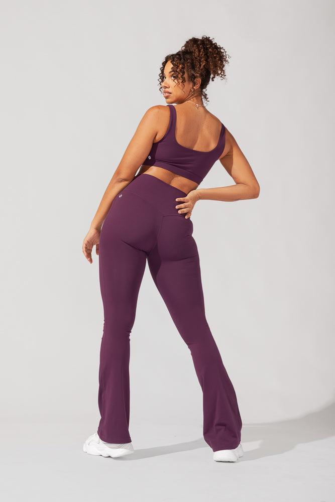 Crisscross Hourglass® Flared Leggings with Pockets - Winter Plum Product Image